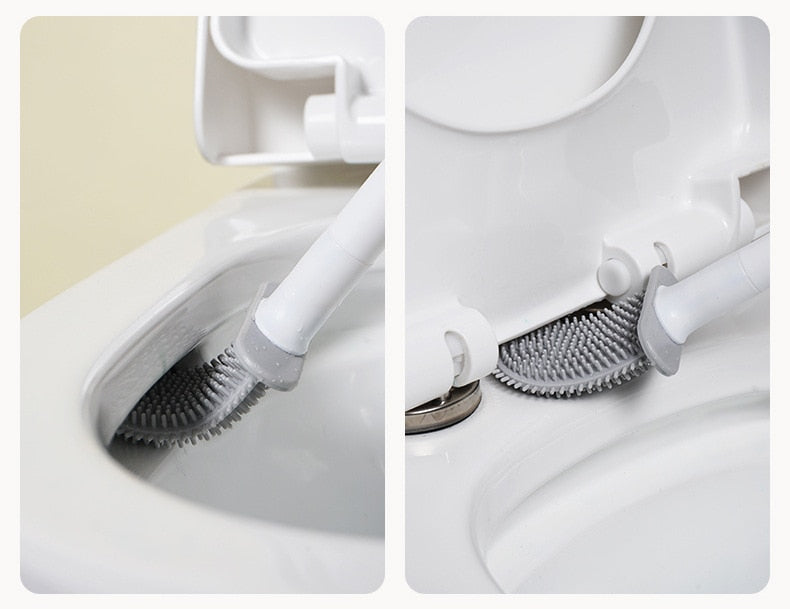 Flexible Soft Bristles Toilet Brush with Quick Drying Holder
